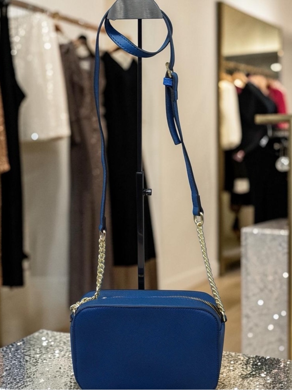 Michael Kors Jet Set Travel East West Crossbody Royal Blue Saffiano Leather - Picture 2 of 6